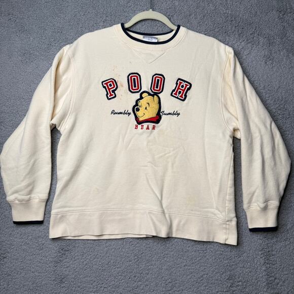 Vintage Winnie the Pooh Sweater Adult Small Y2K Crewneck Pullover Disneyland - Picture 1 of 16